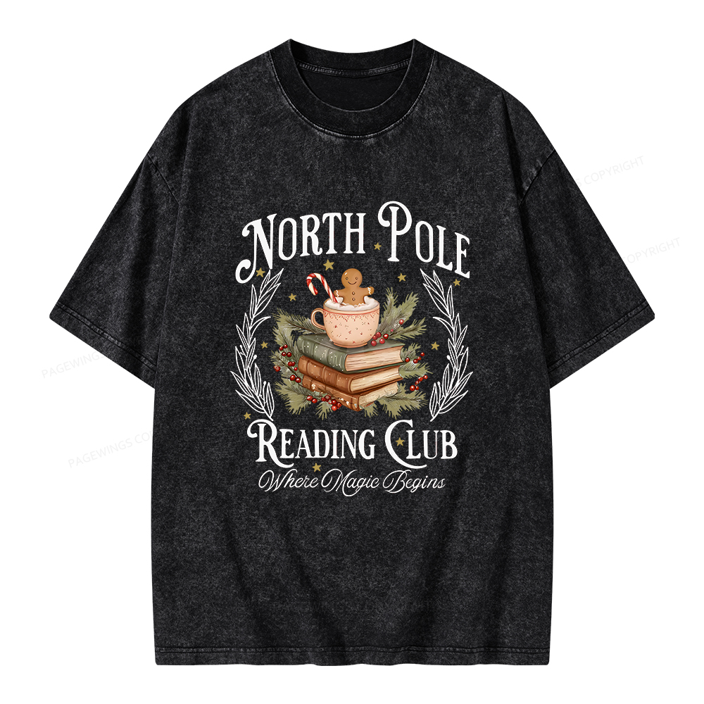 Pagewings North Pole Book Club Unisex Washed T-shirt