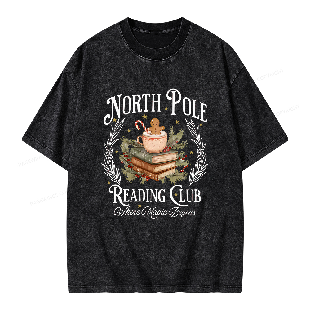 Pagewings North Pole Book Club Unisex Washed T-shirt