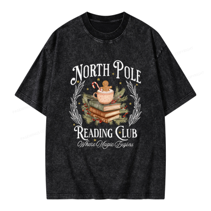 Pagewings North Pole Book Club Unisex Washed T-shirt