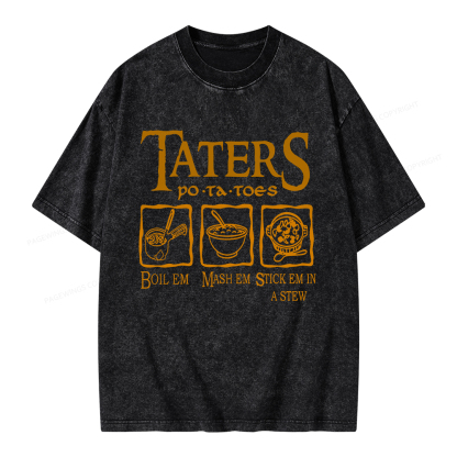 Pagewings Taters PoTaToes Unisex Washed T-shirt