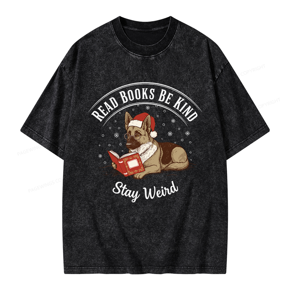Pagewings Read Books Be Kind Stay Weird Unisex Washed T-shirt