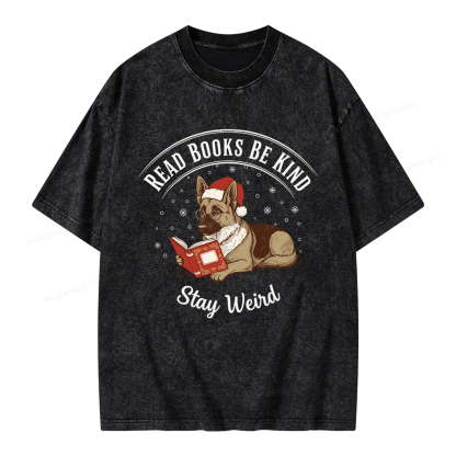 Pagewings Read Books Be Kind Stay Weird Unisex Washed T-shirt