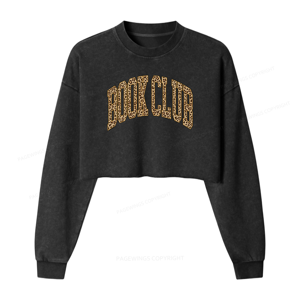 Pagewings Book Club Women Washed Crop Sweatshirt