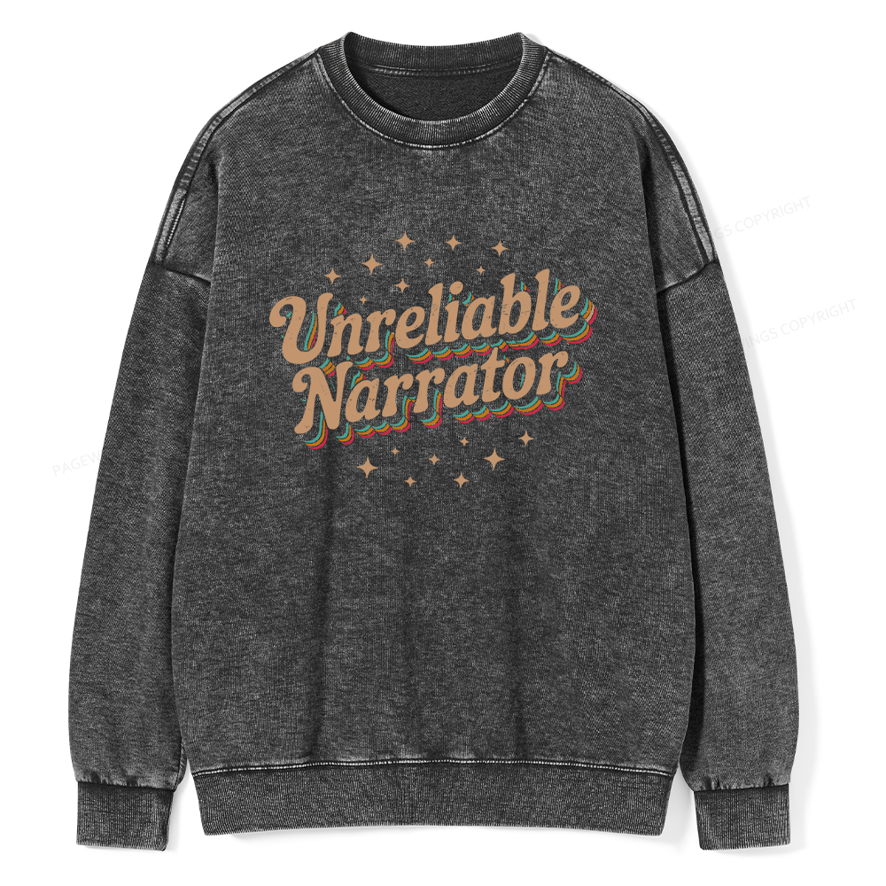 Pagewings Unreliable Narrator Unisex Washed Sweatshirt