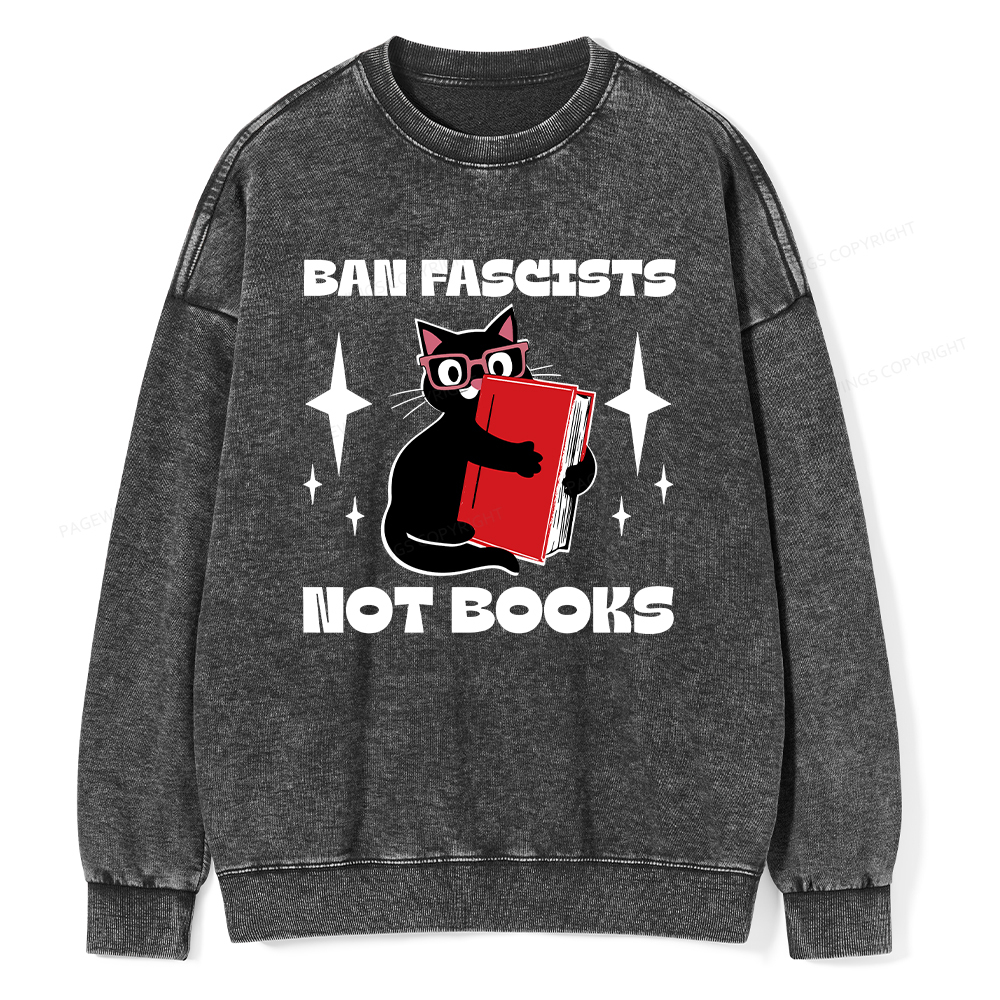 Pagewings Ban Fascists Not Books Unisex Washed Sweatshirt