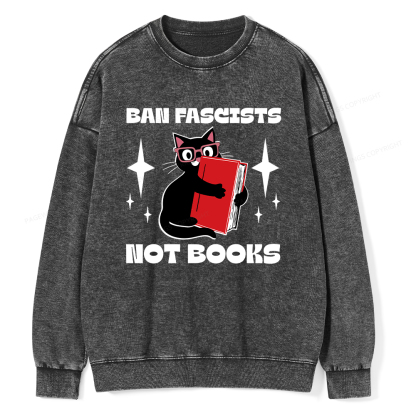 Pagewings Ban Fascists Not Books Unisex Washed Sweatshirt