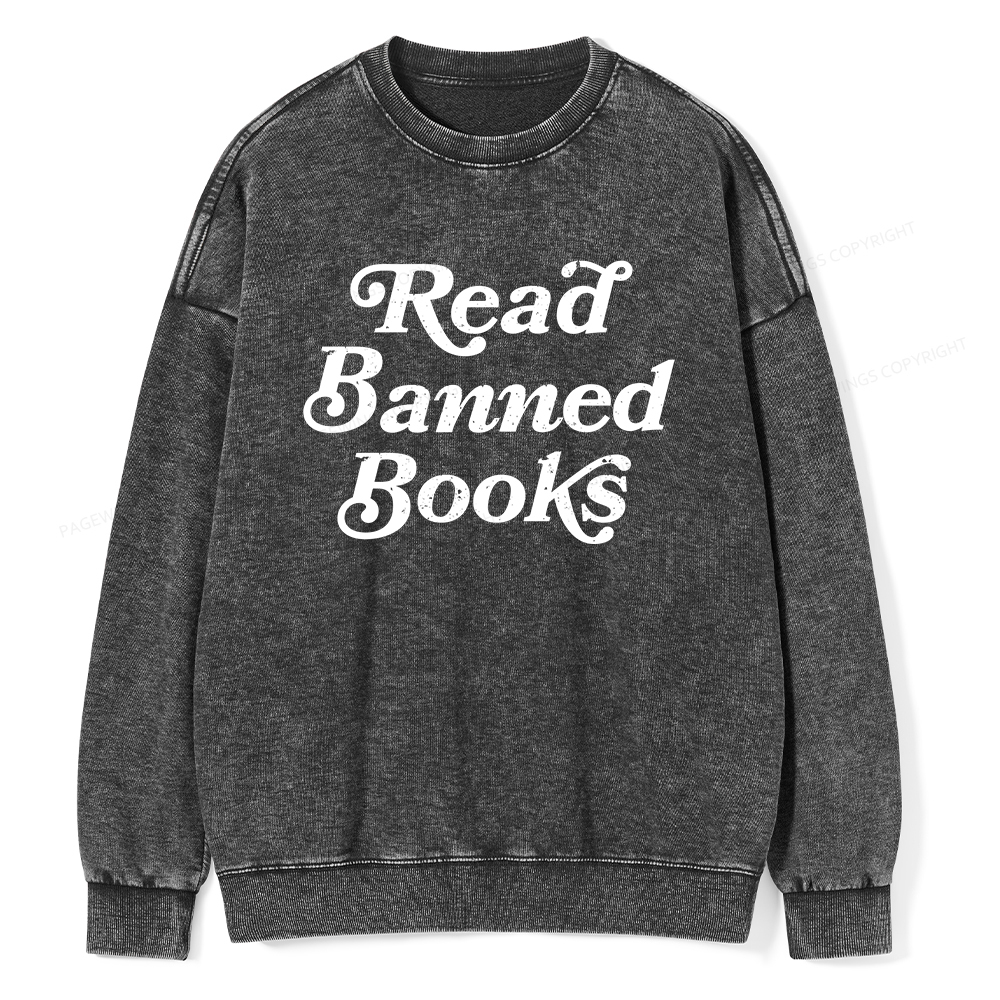 Pagewings Read Banned Books Unisex Washed Sweatshirt