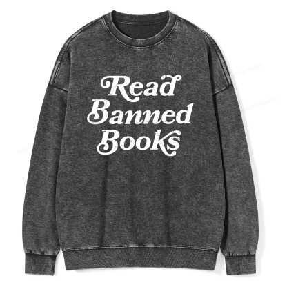 Pagewings Read Banned Books Unisex Washed Sweatshirt