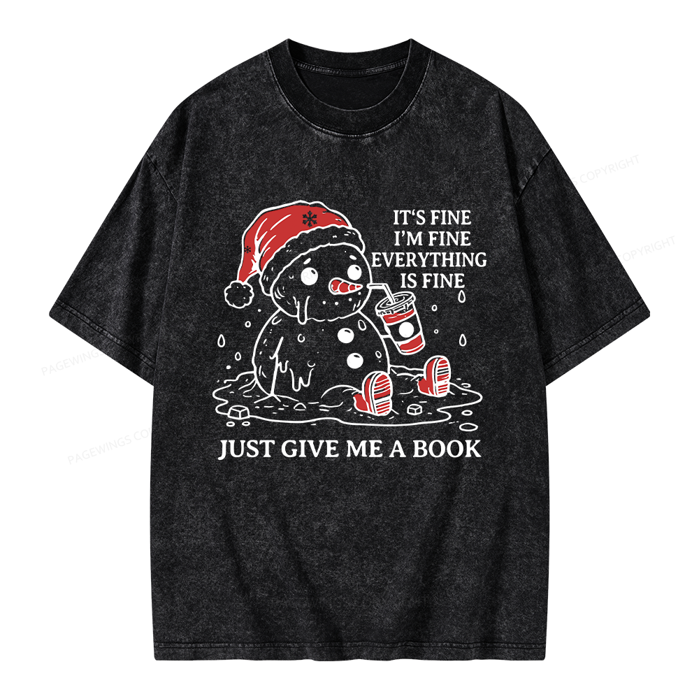 Pagewings Just Give Me A Book Unisex Washed T-shirt