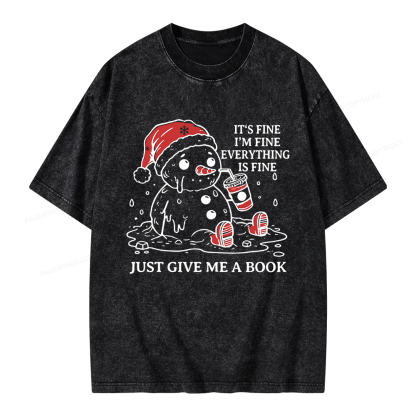Pagewings Just Give Me A Book Unisex Washed T-shirt