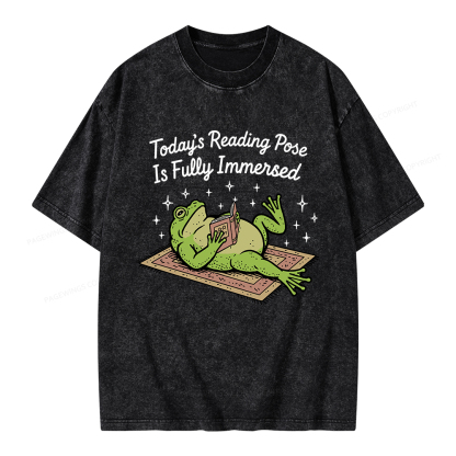 Pagewings Today's Reading Pose Is Fully Immersed Unisex Washed T-shirt