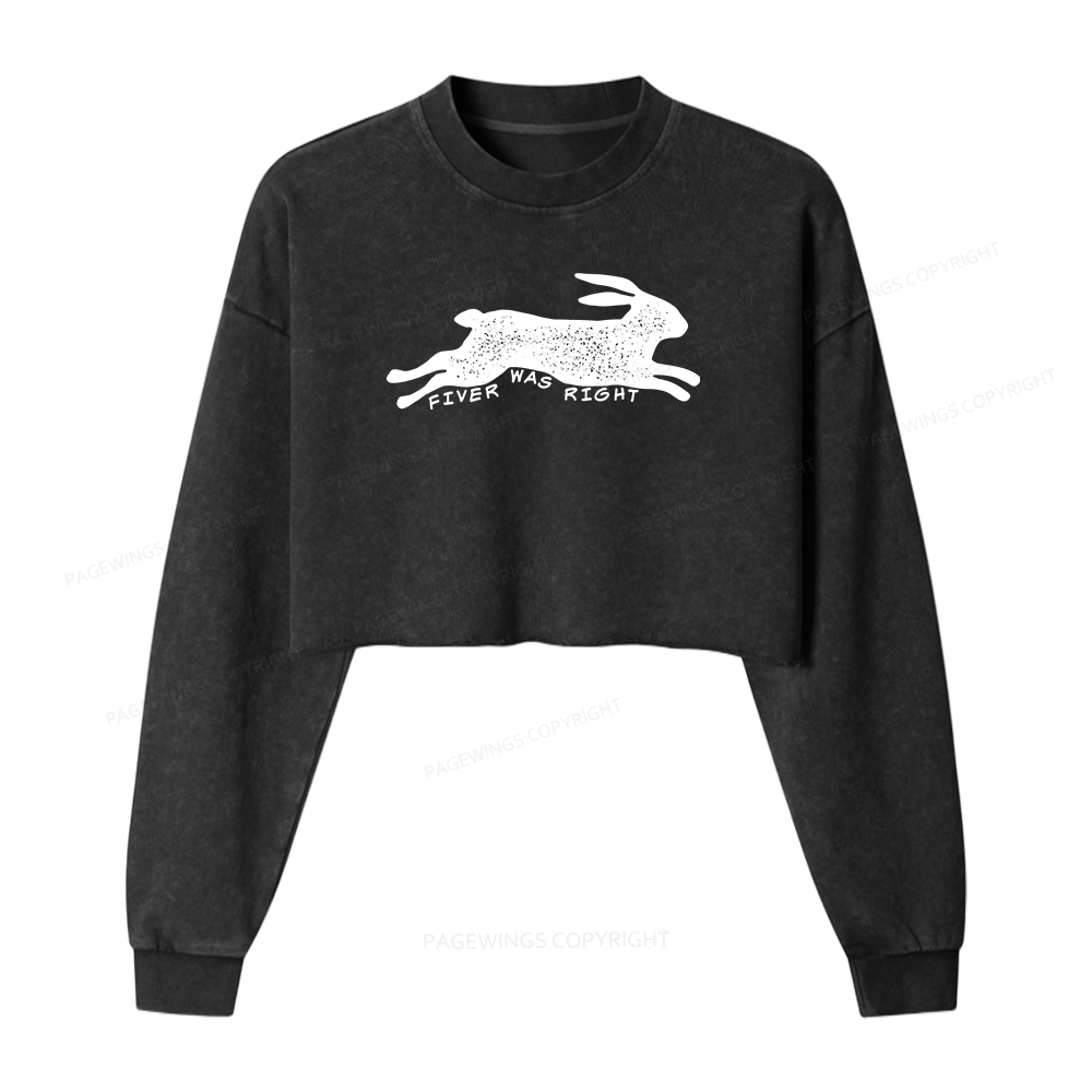 Pagewings Fiver Was Right Women Washed Crop Sweatshirt