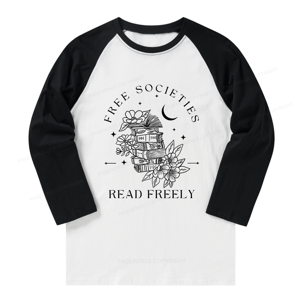 Pagewings Free Societies Read Freely Comfort Colors  Long Sleeve Raglan T-shirt