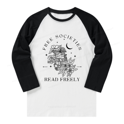 Pagewings Free Societies Read Freely Comfort Colors  Long Sleeve Raglan T-shirt