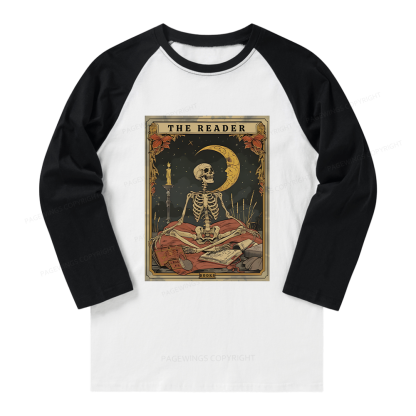 Pagewings The Reader Tarot Card Long Sleeve Raglan T-shirt