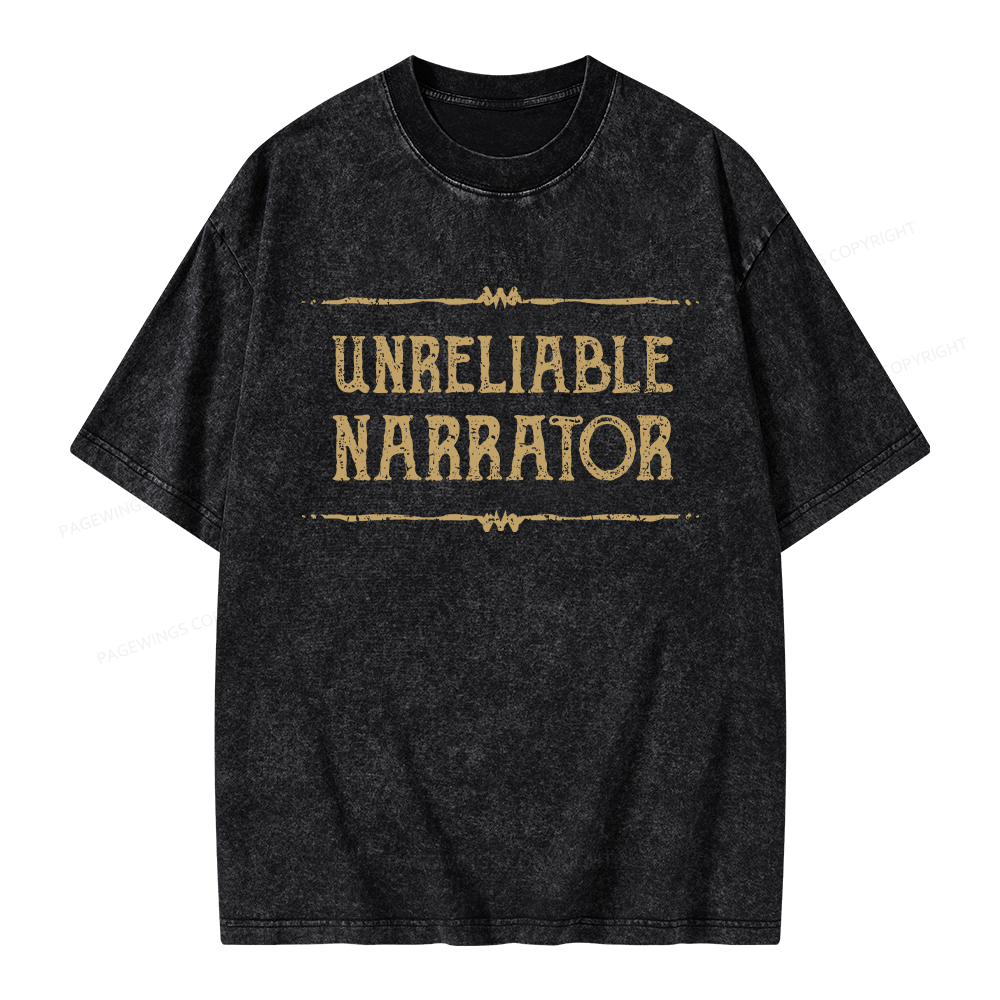 Pagewings Unreliable Narrator Unisex Washed T-shirt
