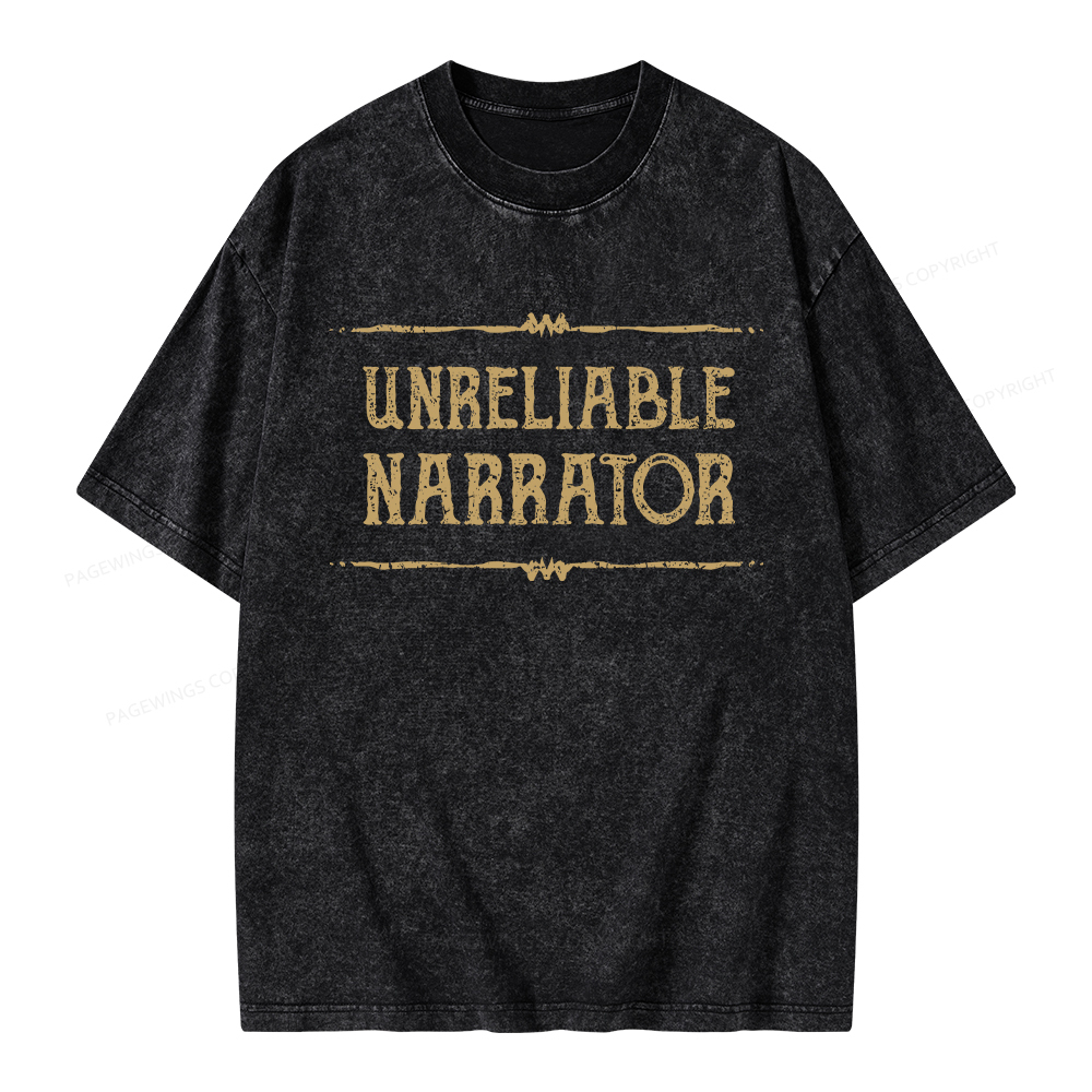 Pagewings Unreliable Narrator Unisex Washed T-shirt