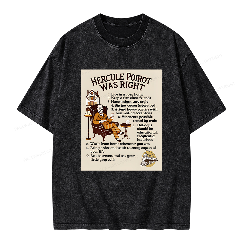 Pagewings Hercule Poirot was Right Unisex Washed T-shirt