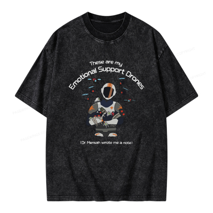 Pagewings These Are My Emotional Support Drones Unisex Washed T-shirt