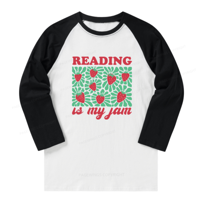 Pagewings Reading Is My Jam Long Sleeve Raglan T-shirt