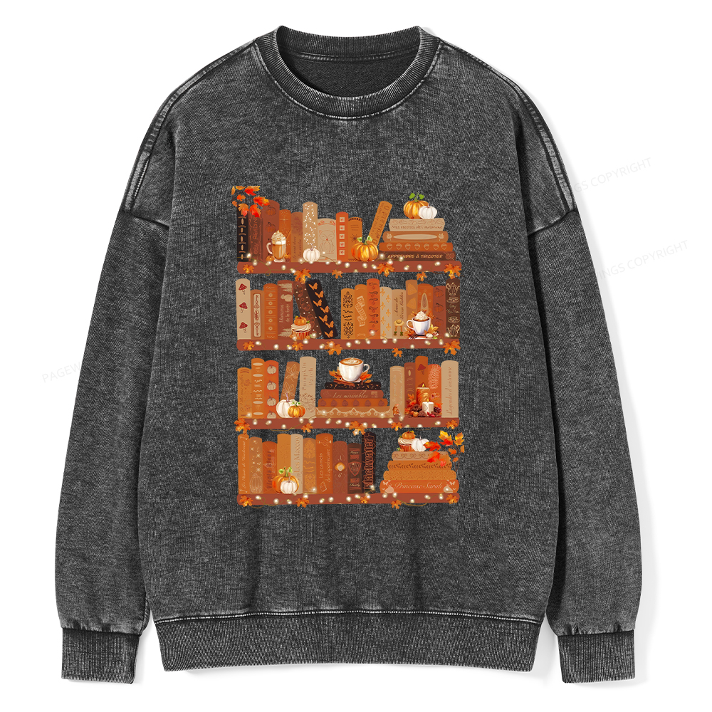 Pagewings Cozy Season Books Lover Unisex Washed Sweatshirt