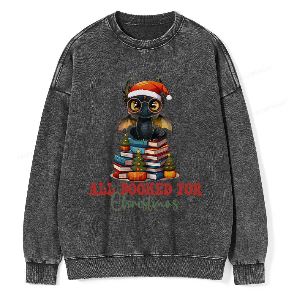 Pagewings Christmas Holiday Dragon Reader Unisex Washed Sweatshirt