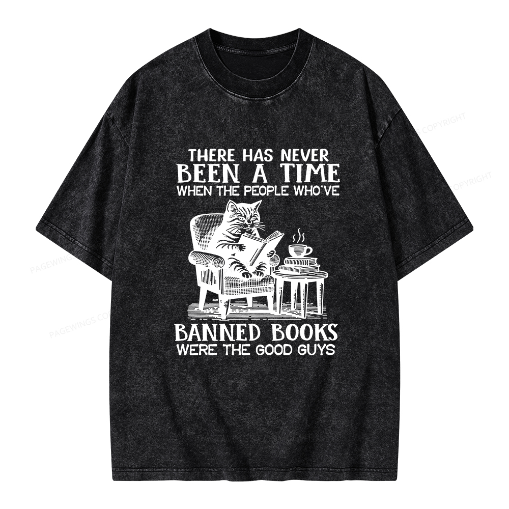 Pagewings Cats Reading Books Are Prohibited From Having Books Unisex Washed T-shirt