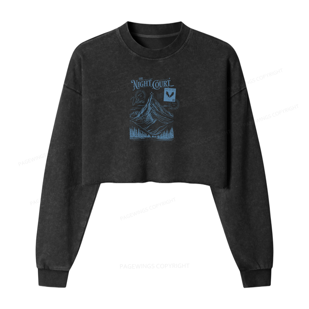 Pagewings The Night Court Women Washed Crop Sweatshirt