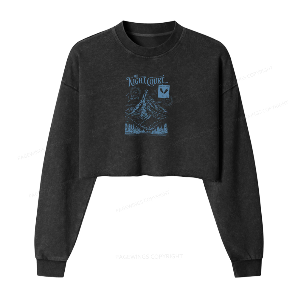 Pagewings The Night Court Women Washed Crop Sweatshirt
