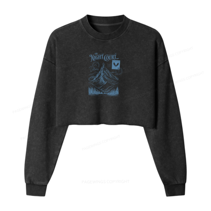Pagewings The Night Court Women Washed Crop Sweatshirt