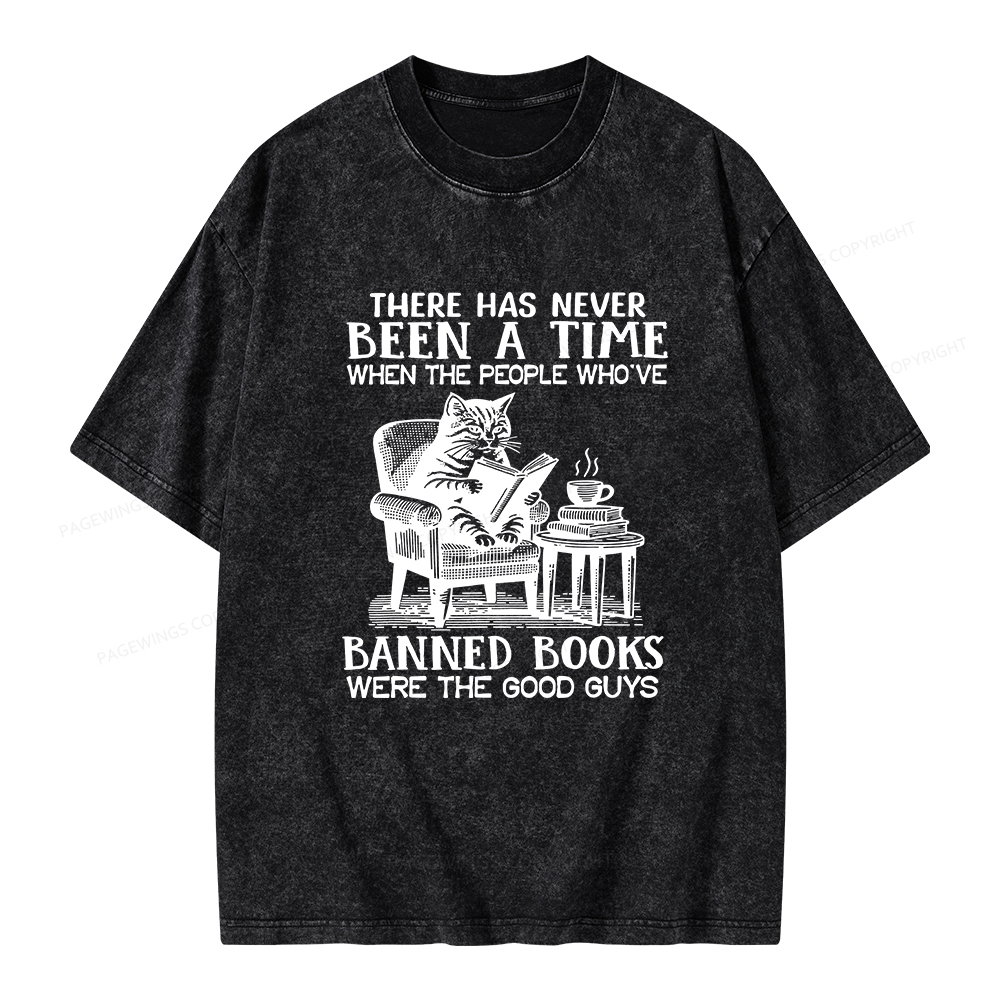 Pagewings Cats Reading Books Are Prohibited From Having Books Unisex Washed T-shirt