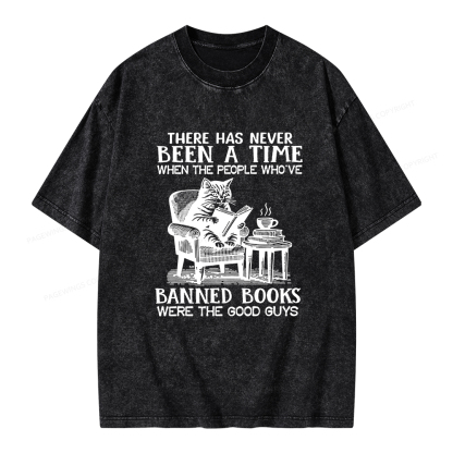 Pagewings Cats Reading Books Are Prohibited From Having Books Unisex Washed T-shirt