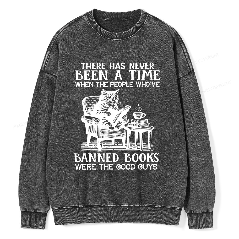 Pagewings Cats Reading Books Are Prohibited From Having Books Unisex Washed Sweatshirt