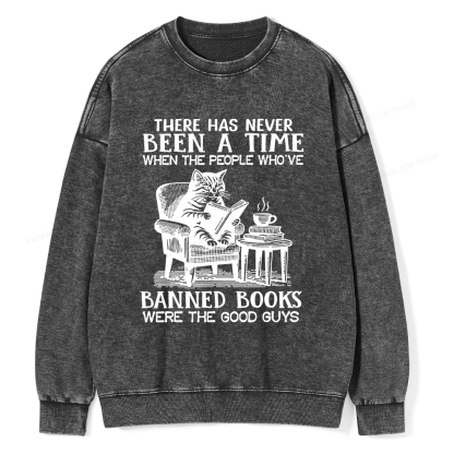 Pagewings Cats Reading Books Are Prohibited From Having Books Unisex Washed Sweatshirt