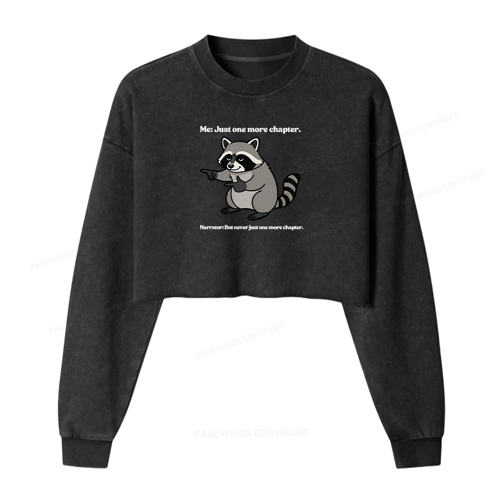 Pagewings  Just One More Chapter Women Washed Crop Sweatshirt