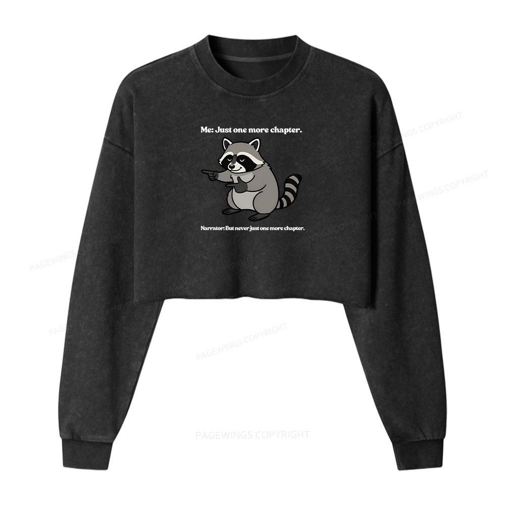 Pagewings  Just One More Chapter Women Washed Crop Sweatshirt