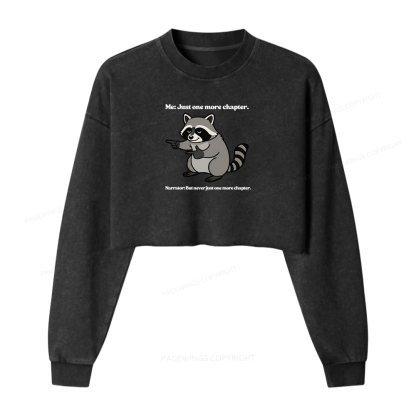 Pagewings  Just One More Chapter Women Washed Crop Sweatshirt