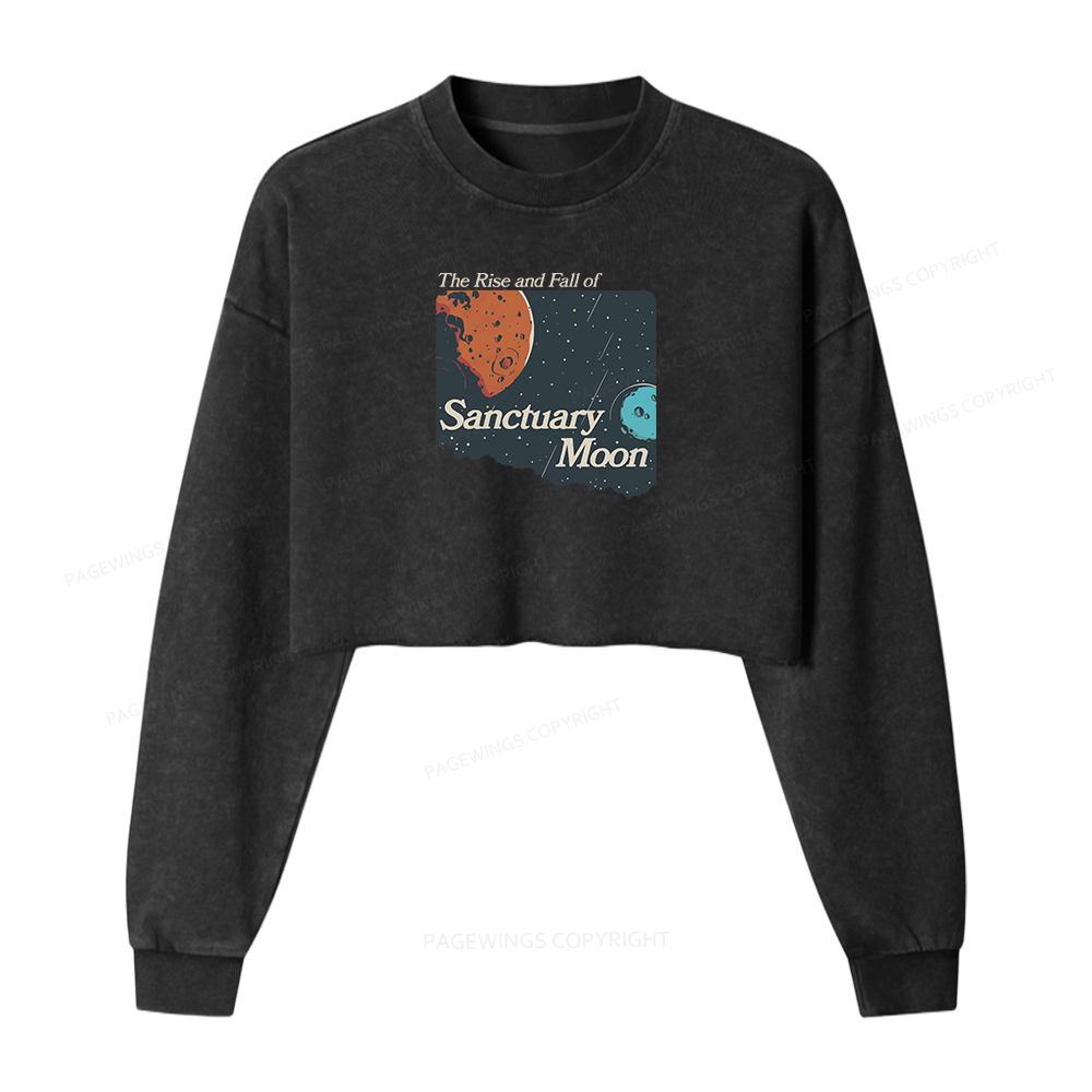 Pagewings Sanctuary Moon Women Washed Crop Sweatshirt