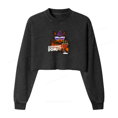 Pagewings Read Sci-Fi Book Women Washed Crop Sweatshirt