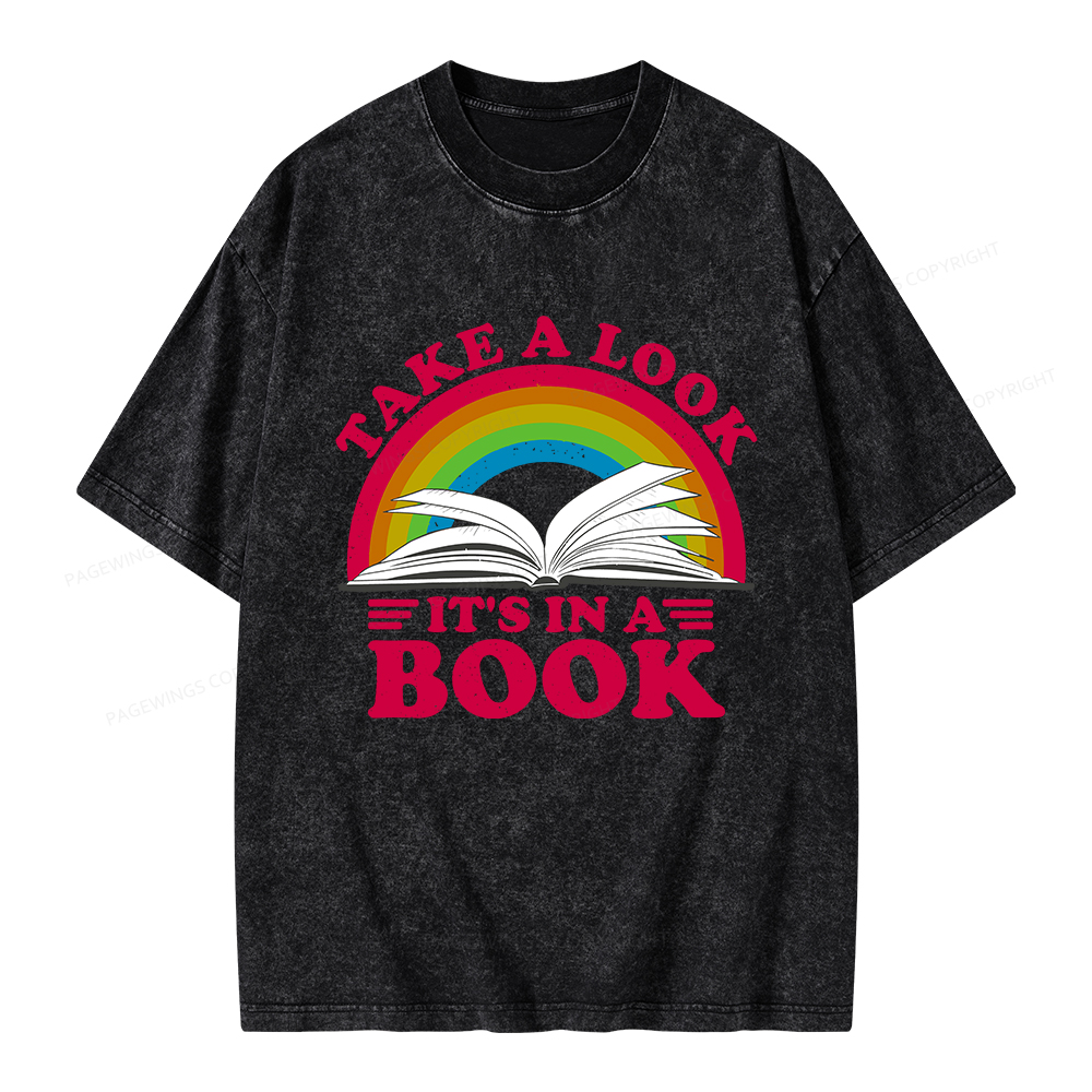 Pagewings Take a Look It's in a Book Unisex Washed T-shirt