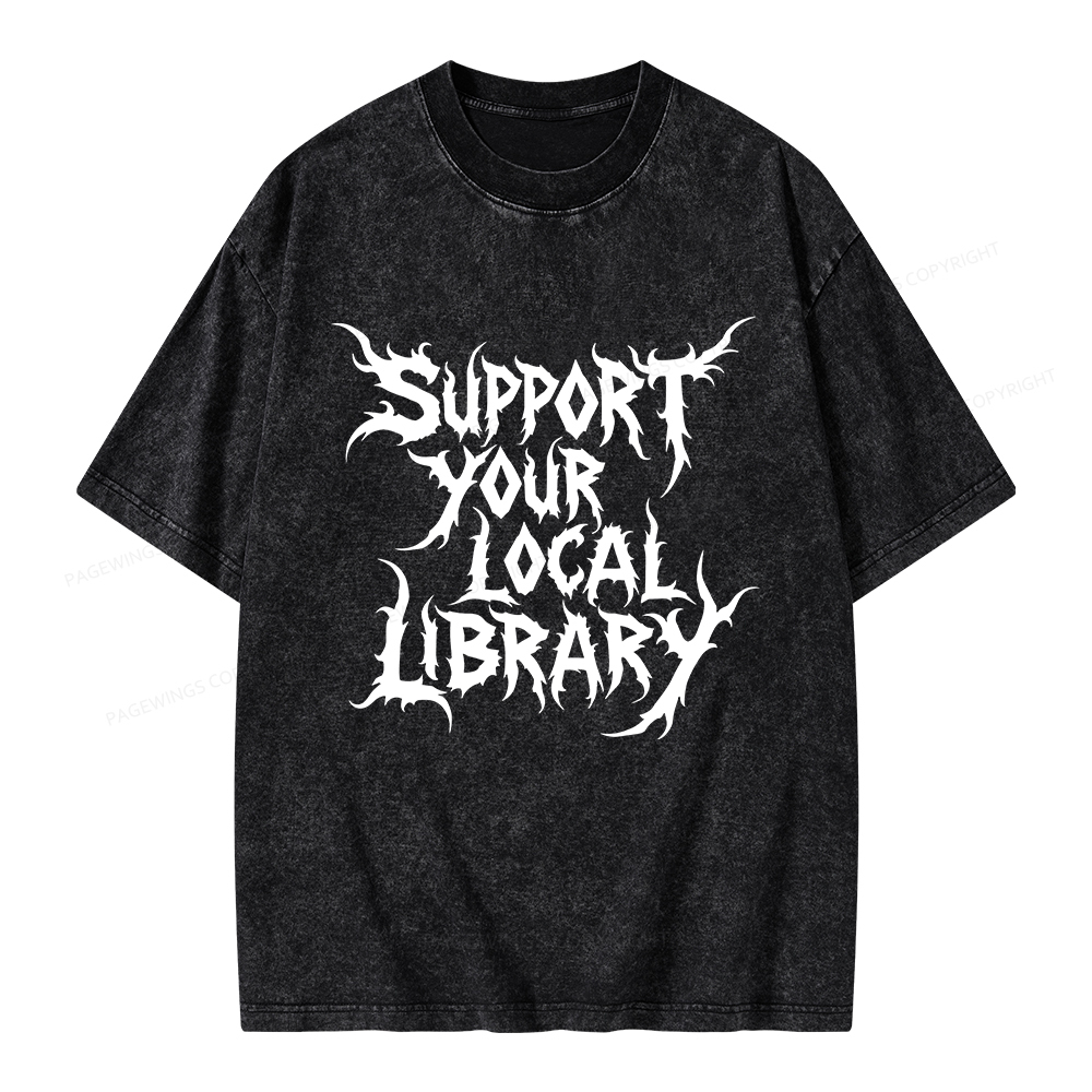 Pagewings Support Your Local Library Unisex Washed T-shirt