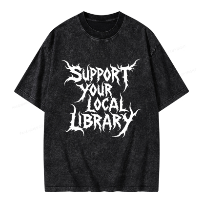 Pagewings Support Your Local Library Unisex Washed T-shirt