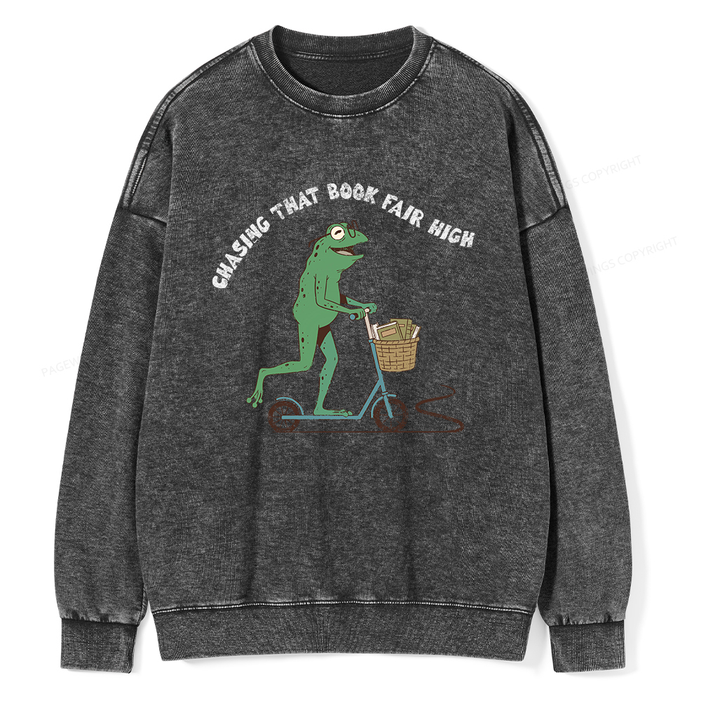 Pagewings Chasing That Book Fair High Unisex Washed Sweatshirt