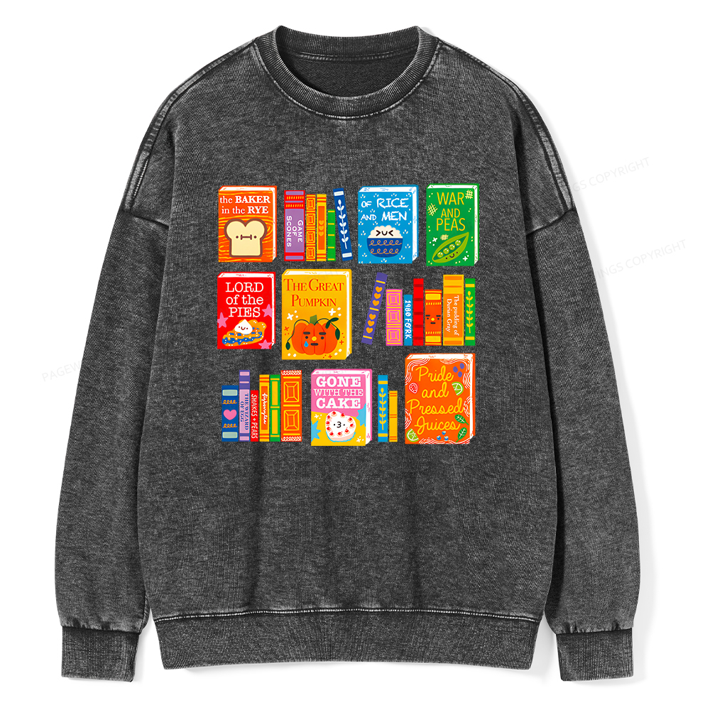 Pagewings Punny Books Unisex Washed Sweatshirt