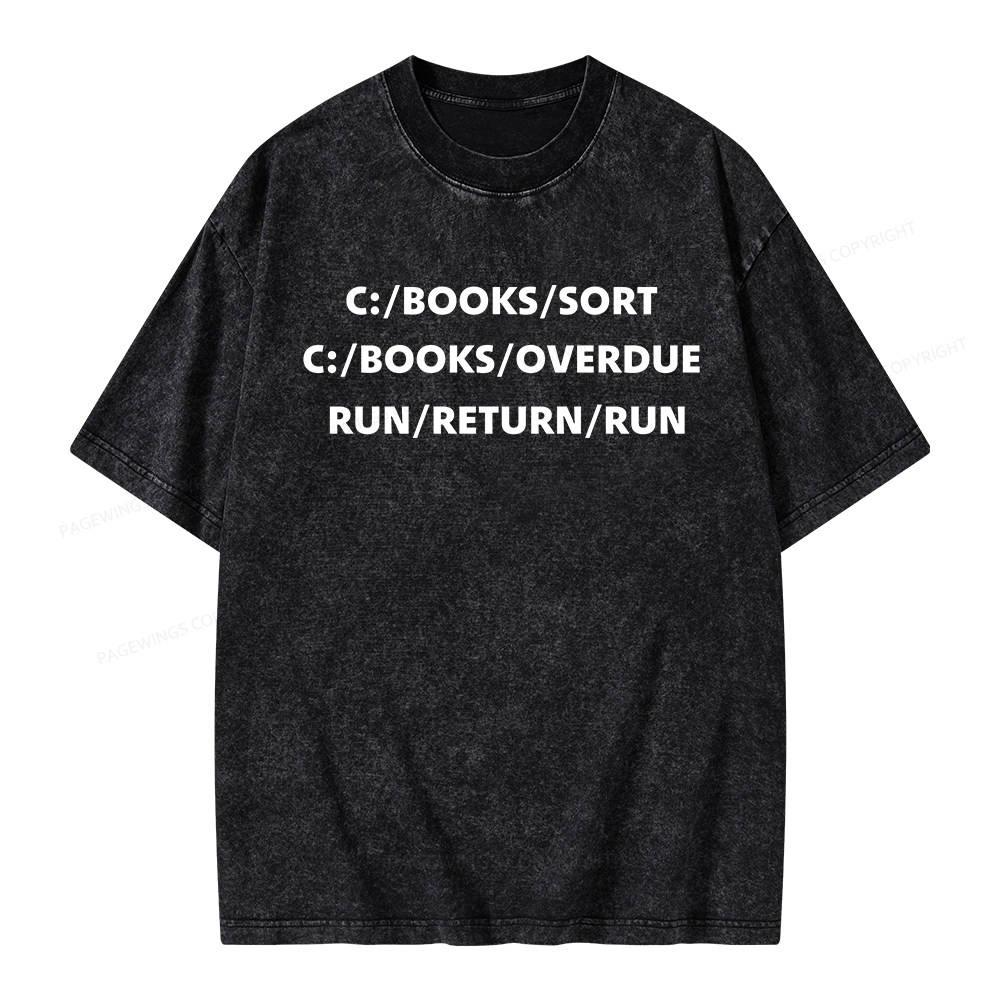 Pagewings Books Sort Books Overdue Unisex Washed T-shirt