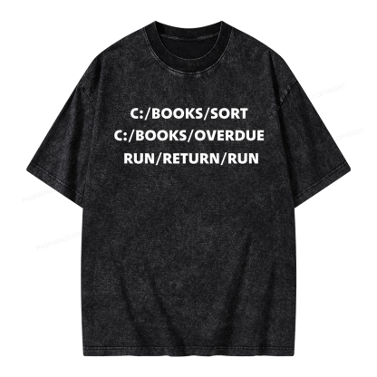 Pagewings Books Sort Books Overdue Unisex Washed T-shirt