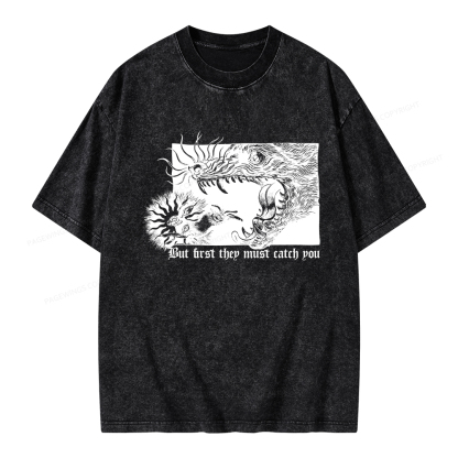 Pagewings But First They Must Catch You Unisex Washed T-shirt