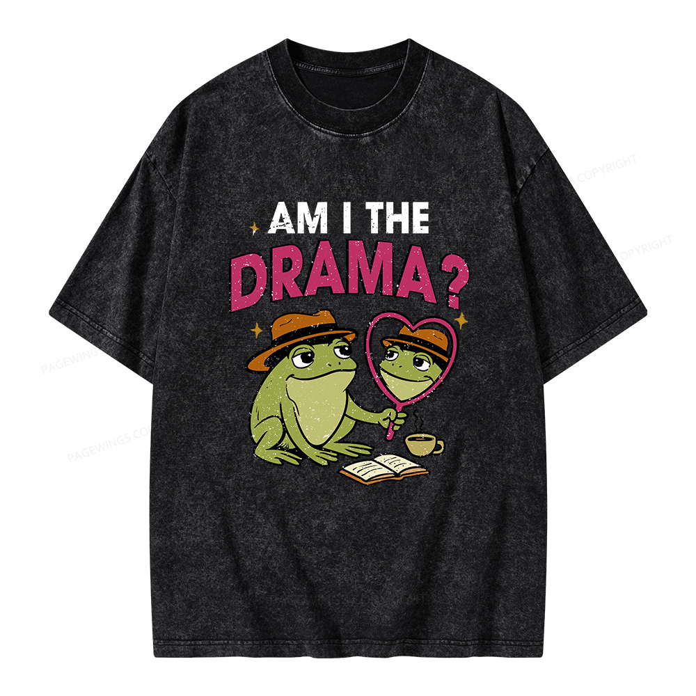 Pagewings Am I The Drama Unisex Washed T-shirt