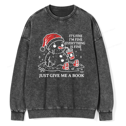 Pagewings Just Give Me A Book Unisex Washed Sweatshirt