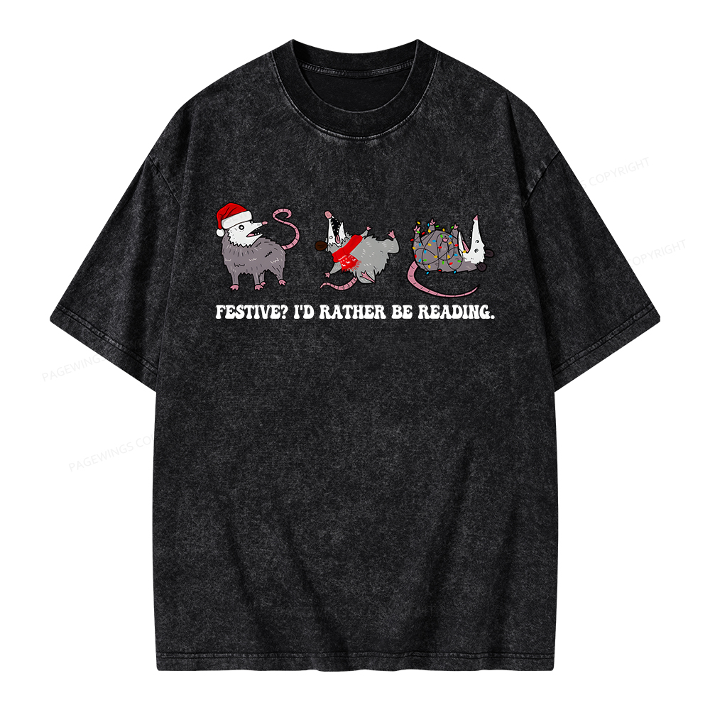 Pagewings I'd Rather Be Reading Unisex Washed T-shirt